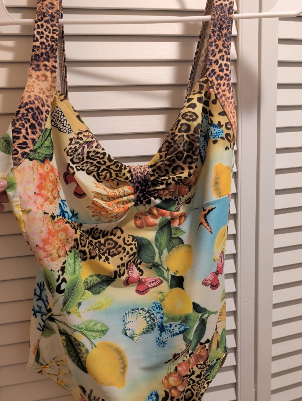 Sunflair Luxury Swimsuit Vibrant Lemons Butterfly Cheetah Print Rare Find SZ 12